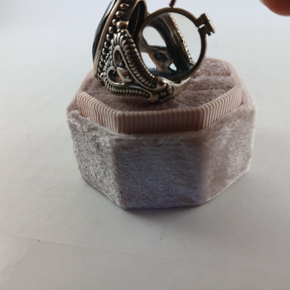 Carolyn Pollack Relios Sterling Silver Ring Size 7 Faceted Onyx Heart Accents - Picture 12 of 16